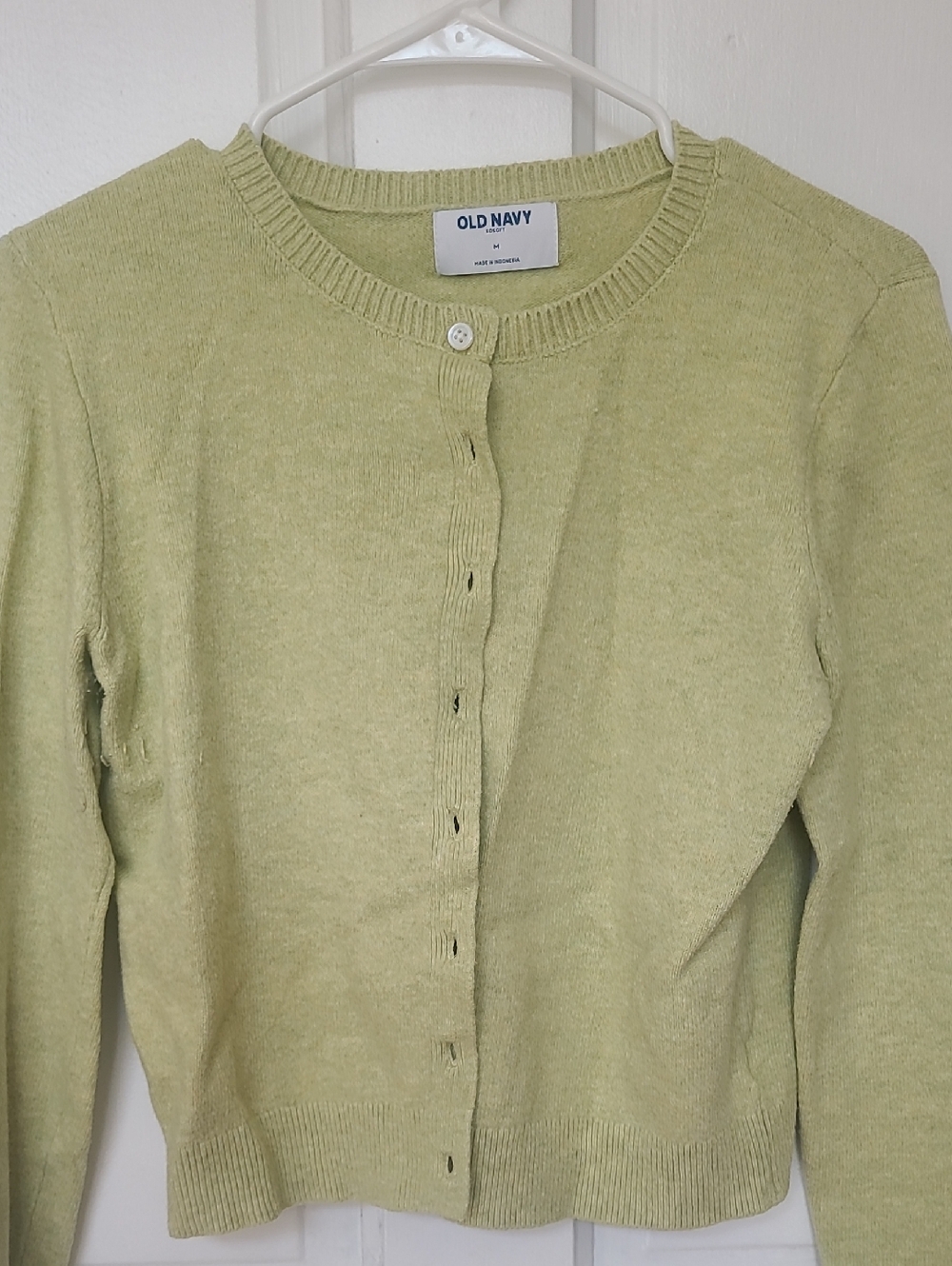 Old Navy Light Lime Crewneck Button Cardigan